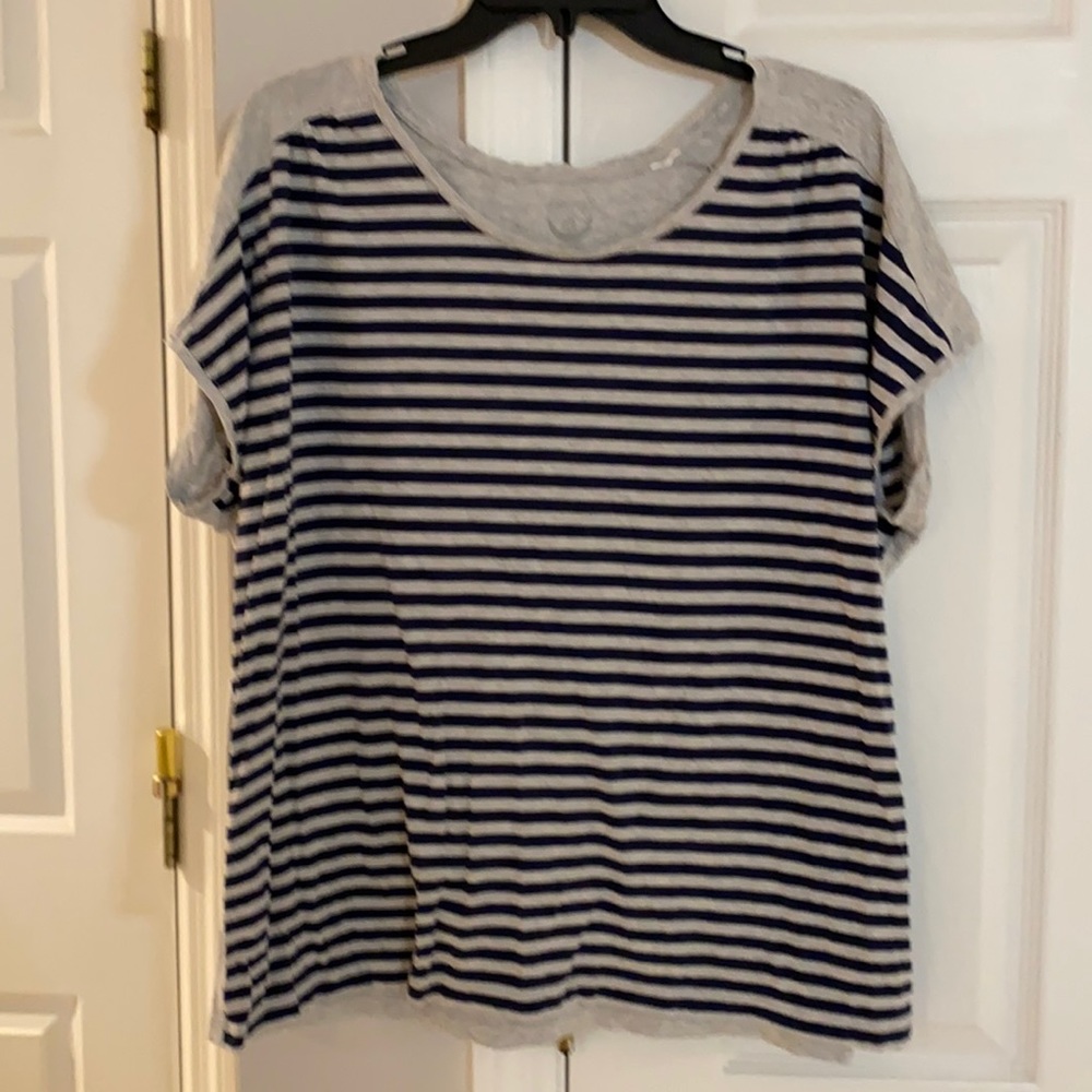 Chico’s women’s blue gray stripe T-shirt blouse